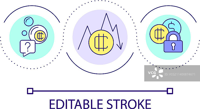 加密货币交易所崩盘循环概念图标图片素材