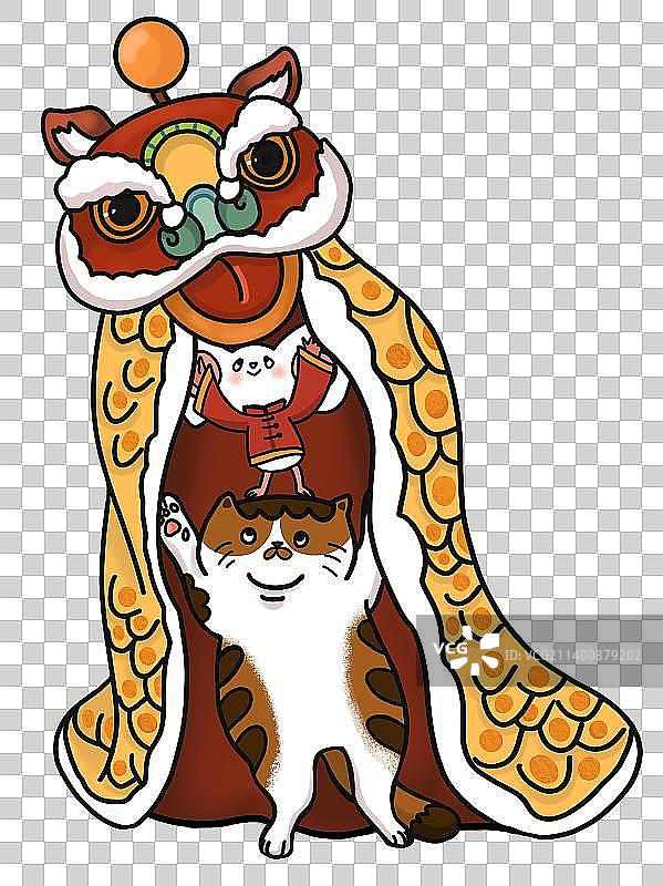 猫和老鼠舞狮子图片素材