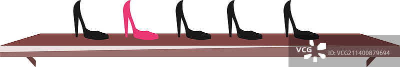 架子上的高跟鞋半扁平色对象图片素材