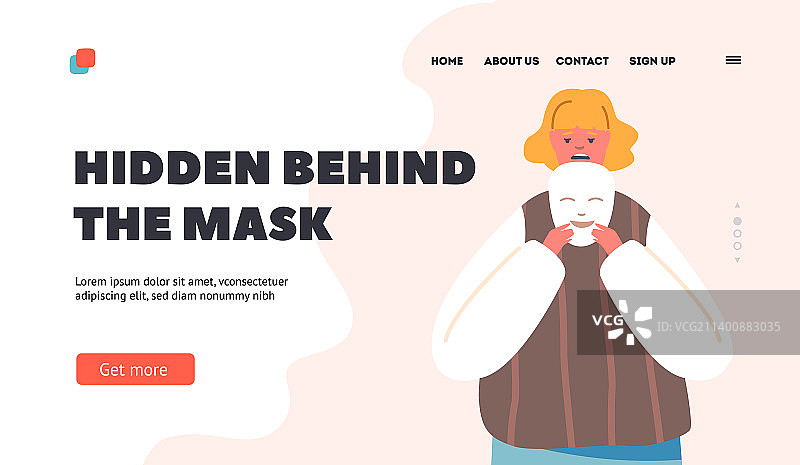 面具后面的隐藏陆地页模板图片素材
