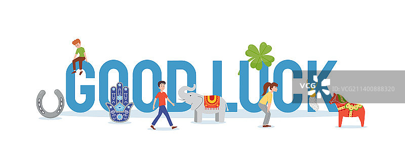 带有幸运符号的抽象好运文字图片素材