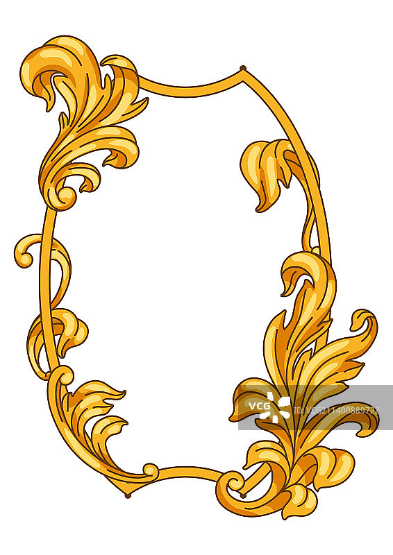 巴洛克风格金色装饰花卉框架图片素材