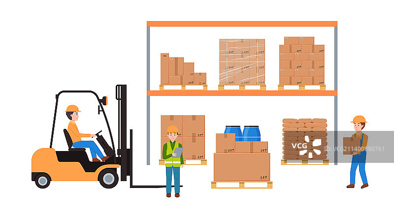 仓库或工厂工作流程男人驾驶图片素材