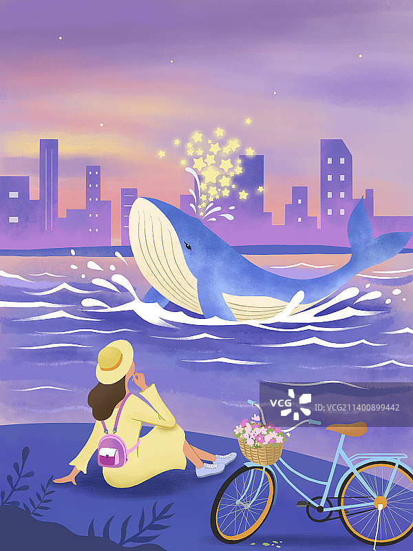 《女孩和鲸》图片素材