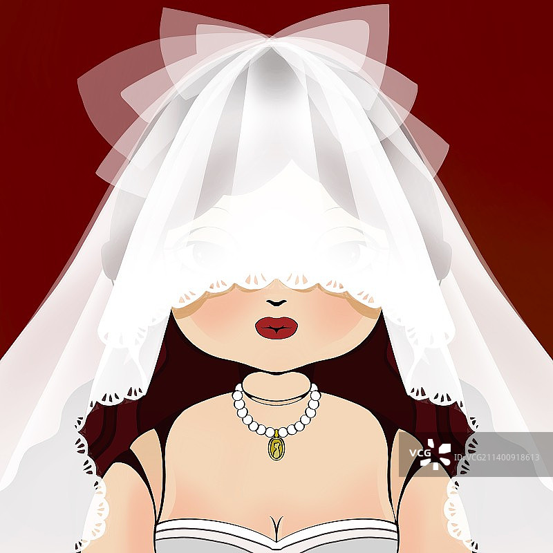 白纱新娘趣味头像插画图片素材