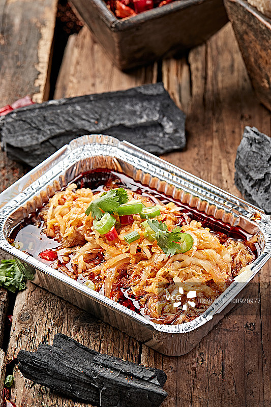 炭烤锡纸红油酸白菜图片素材