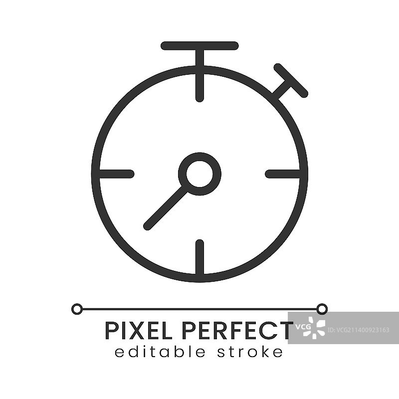 黄色像素完美线性秒表图标图片素材