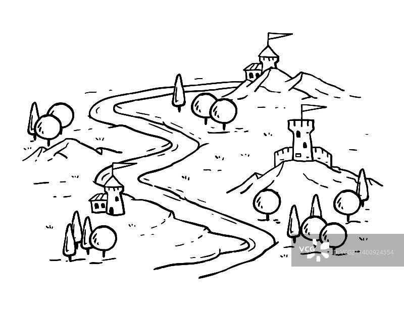 带塔楼的中世纪城堡景观图片素材