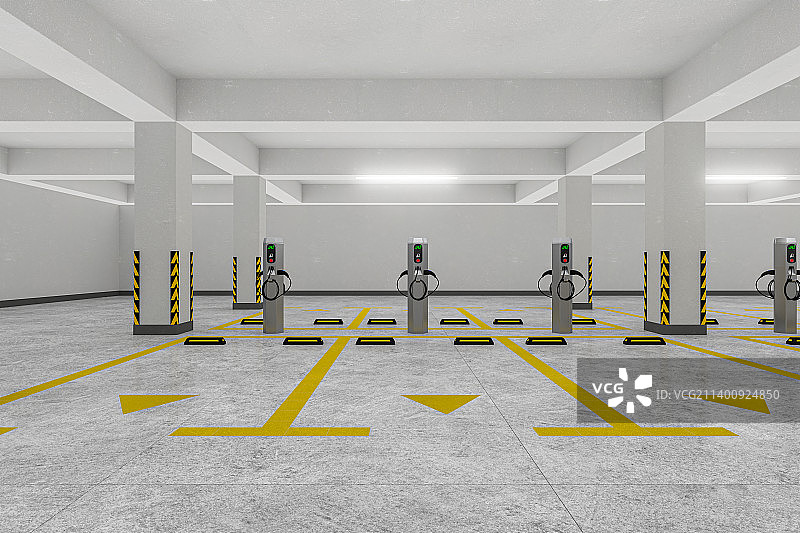 地下室内电动汽车充电站图片素材