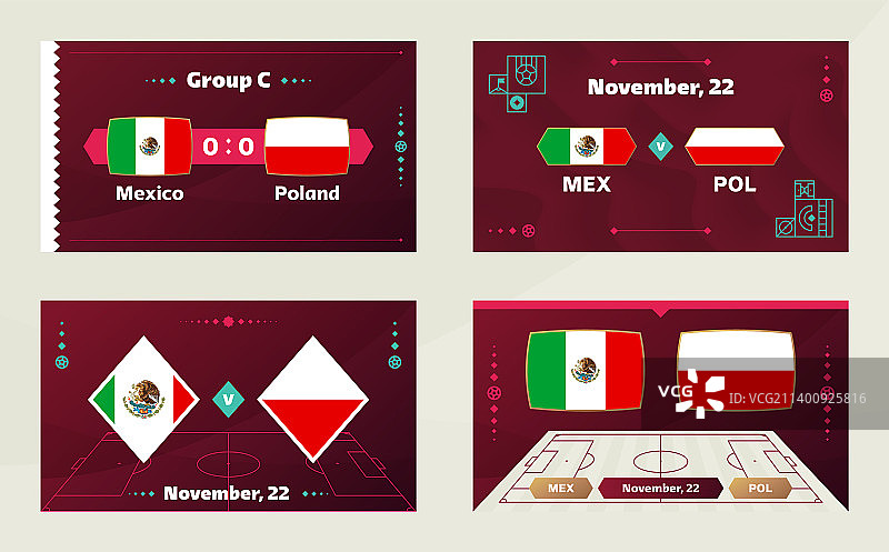 2022年世界杯C组：墨西哥对阵波兰图片素材