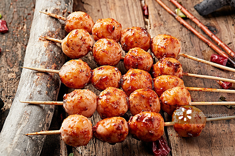 炭烤鱼丸虾丸图片素材