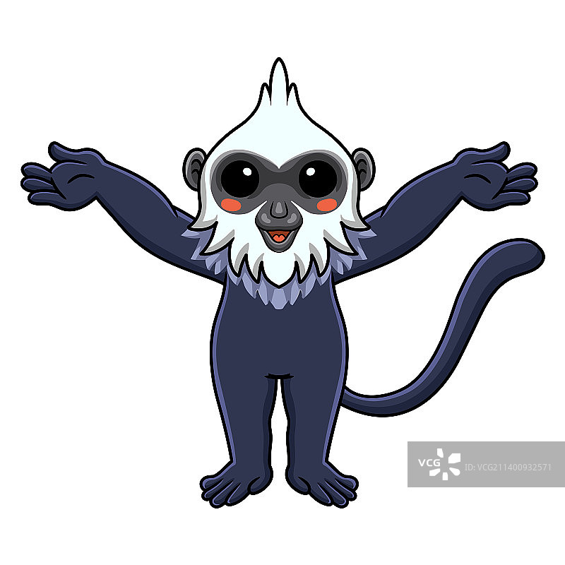 举起双手的可爱白头叶猴卡通图片素材