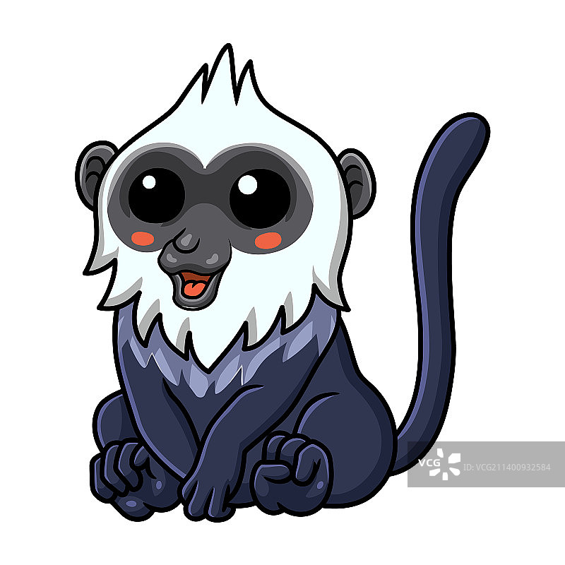 可爱的白头叶猴卡通形象图片素材