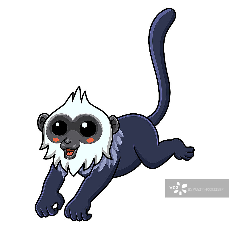 跳跃的可爱白头叶猴卡通图片素材