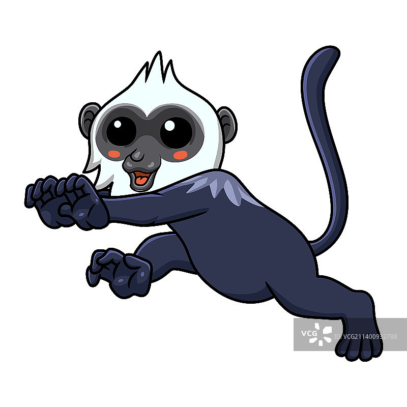 卡通行走的可爱白头叶猴图片素材