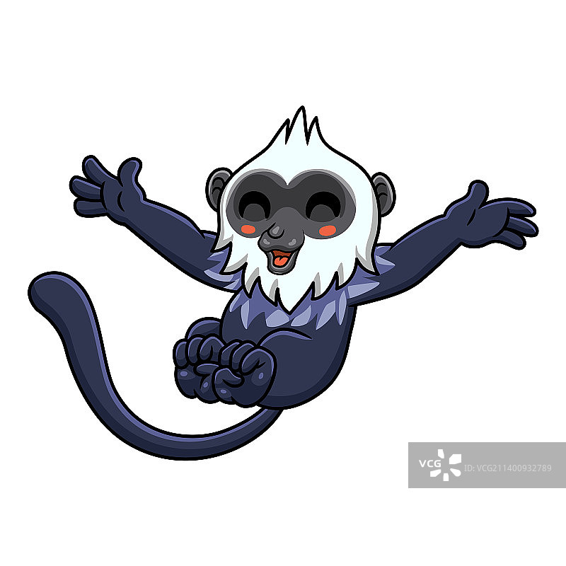可爱的白头叶猴卡通造型图片素材