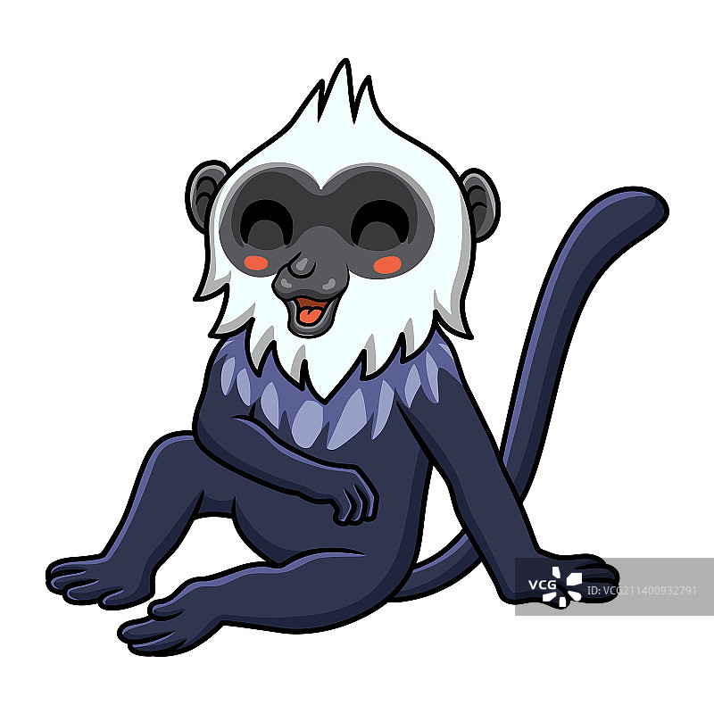 可爱的白头叶猴卡通形象图片素材
