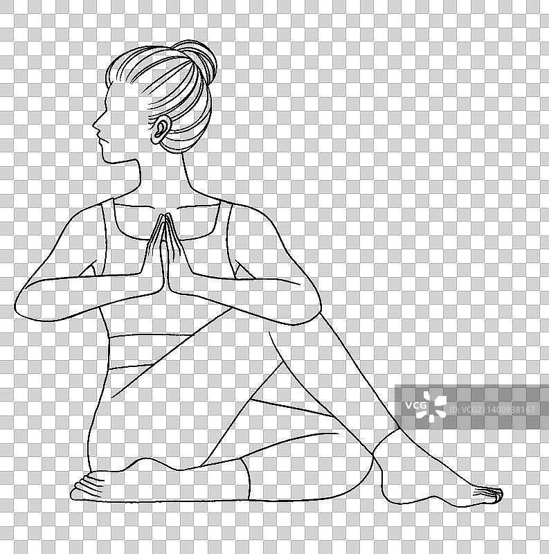 卡通瑜伽姿势插画元素图片素材
