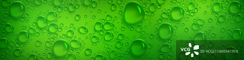 绿色背景上的冷凝水滴图片素材