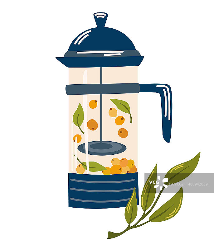 沙棘茶杯与茶果图片素材