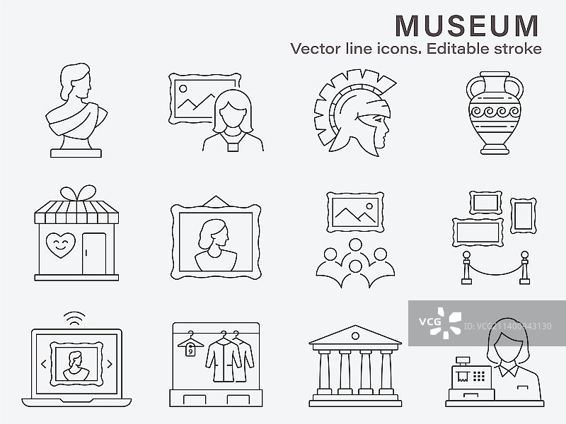 博物馆展览馆图标合集图片素材