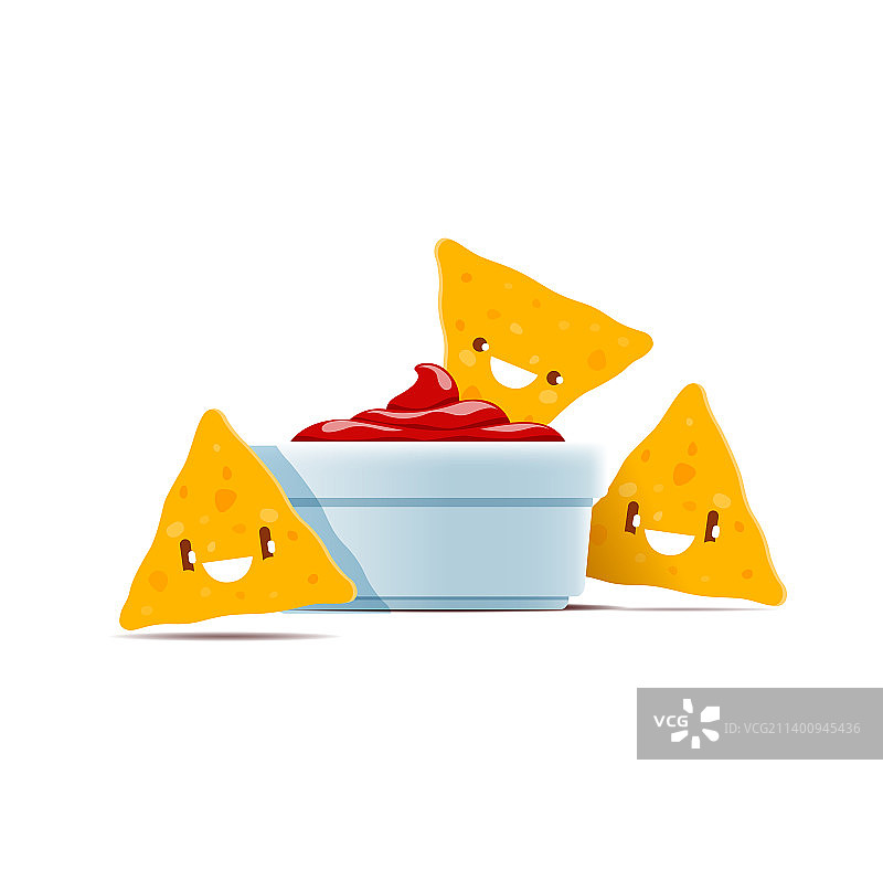 卡通墨西哥玉米片和番茄酱图片素材