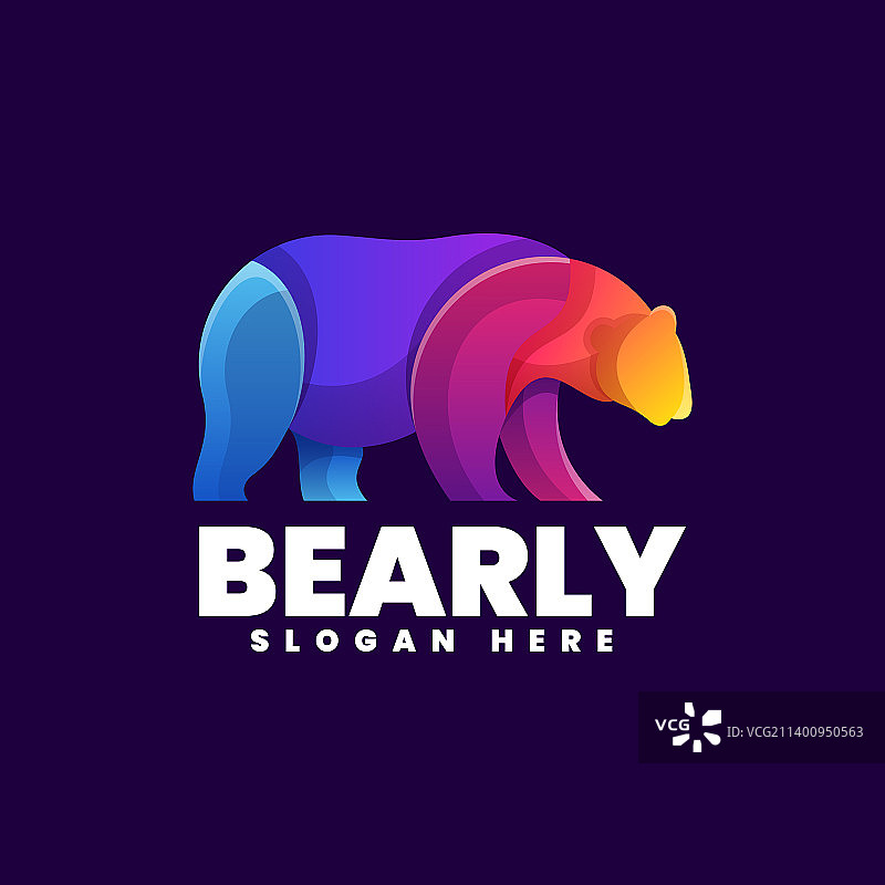 渐变彩色风格小熊logo图片素材