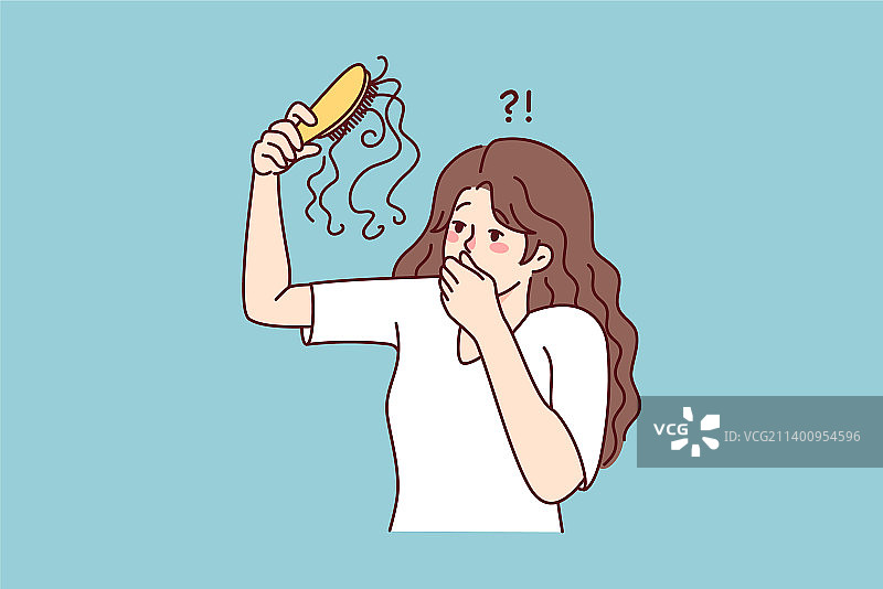 因脱发而沮丧的女人图片素材