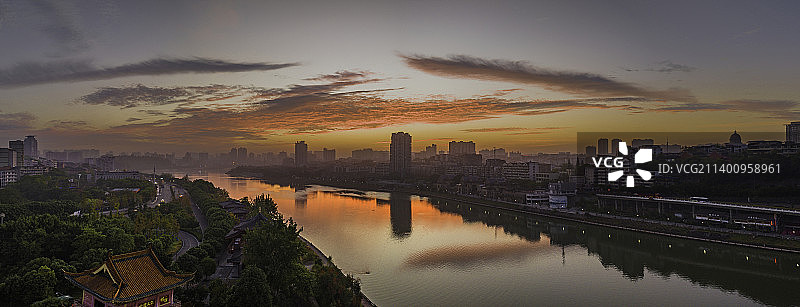 甜城湖朝霞图片素材