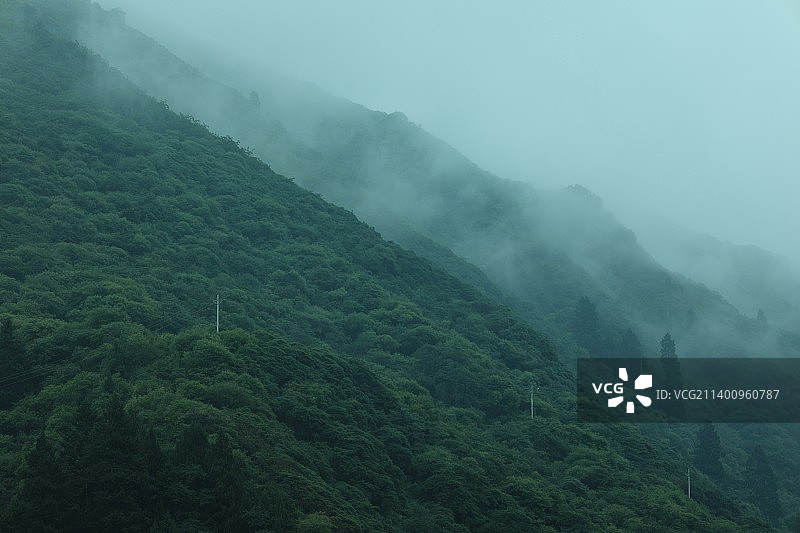 四川黄龙雾天顶天景观景观图片素材