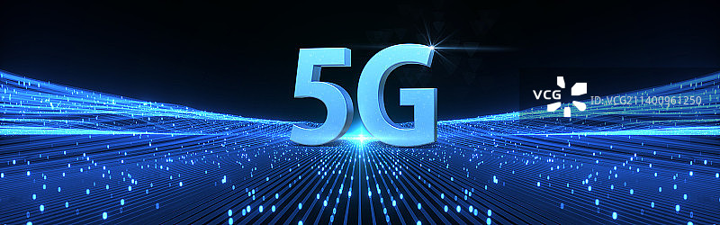 蓝色5G立体字插画图片素材
