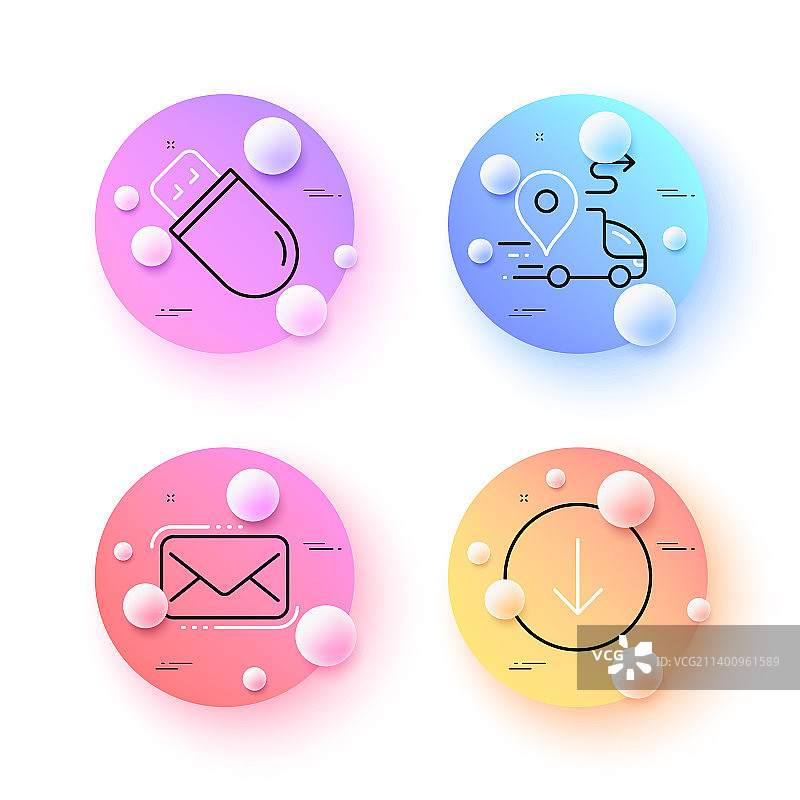 向下滚动的U盘和极简线条图片素材