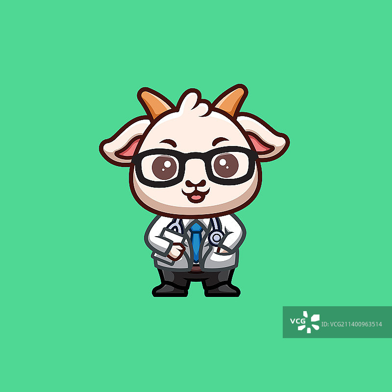 山羊医生可爱卡通吉祥物图片素材