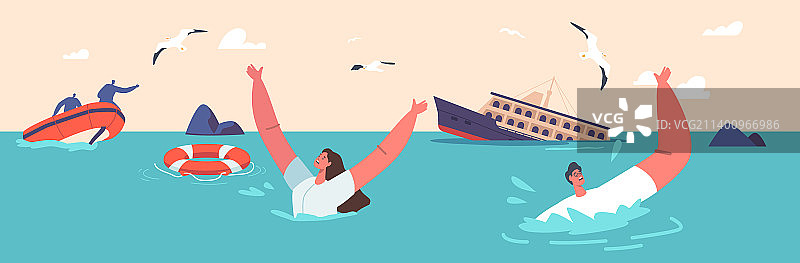 海上事故沉船灾难概念图片素材