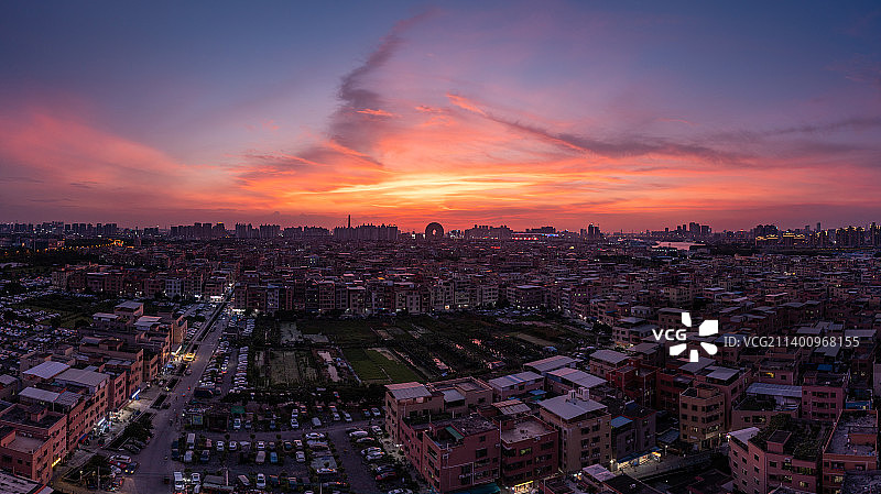 广州番禺南浦日落晚霞图片素材