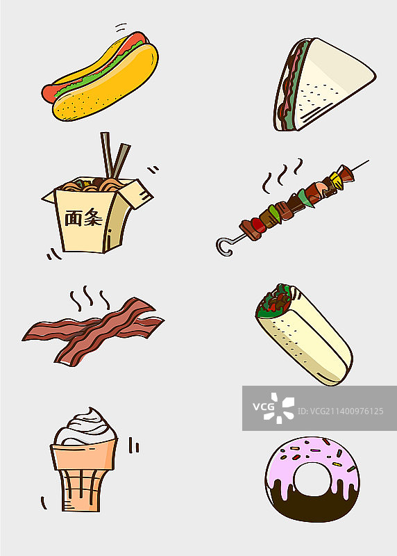 手绘快餐套餐图片素材