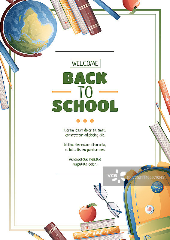 书包地球仪学校宣传单设计图片素材