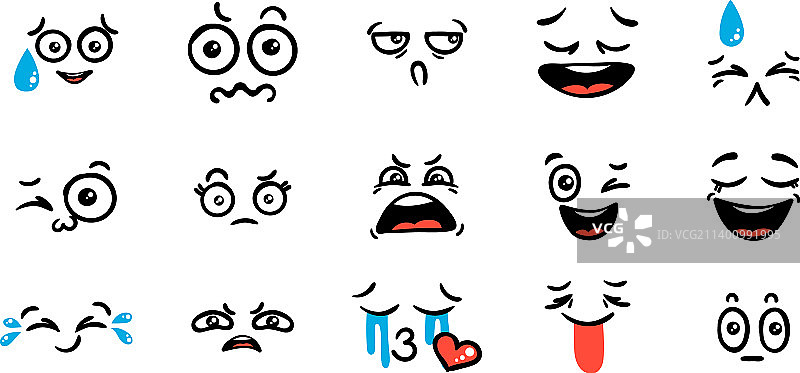卡通表情符号涂鸦面部眼睛合集图片素材