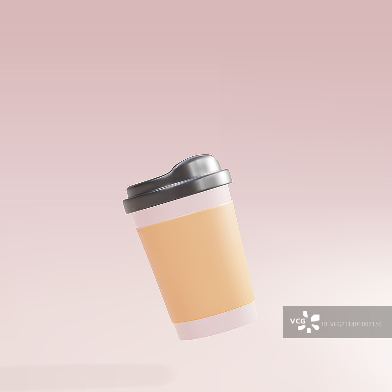 粉色3D纸质咖啡杯图片素材
