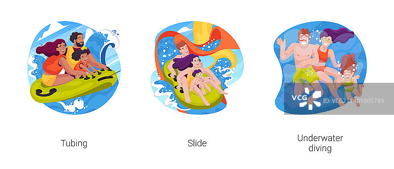 水上乐园游乐设施卡通图片素材