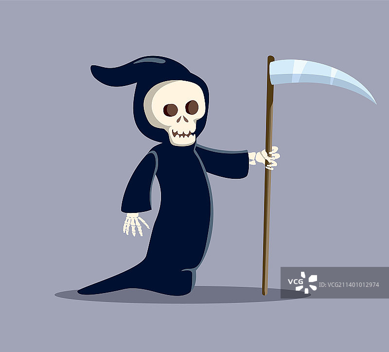 卡通死神角色拿着镰刀图片素材