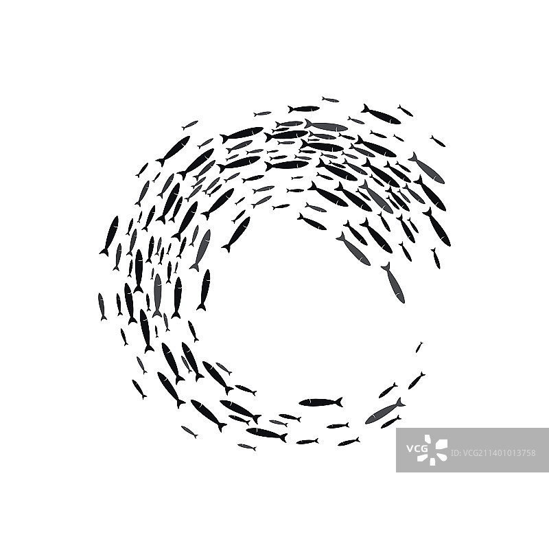 金枪鱼群轮廓圆形框架图片素材