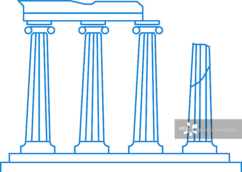 古希腊地标性柱子遗址图片素材