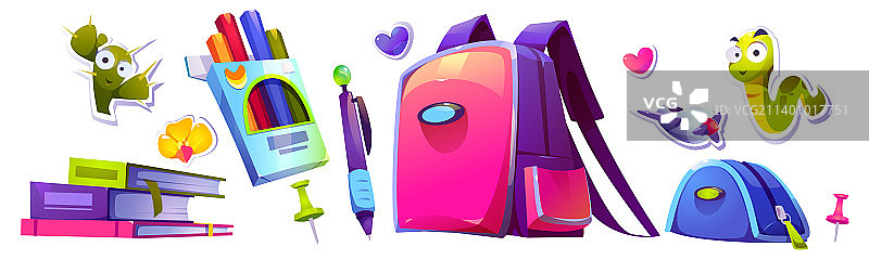 学校文具学生用品隔离套装图片素材