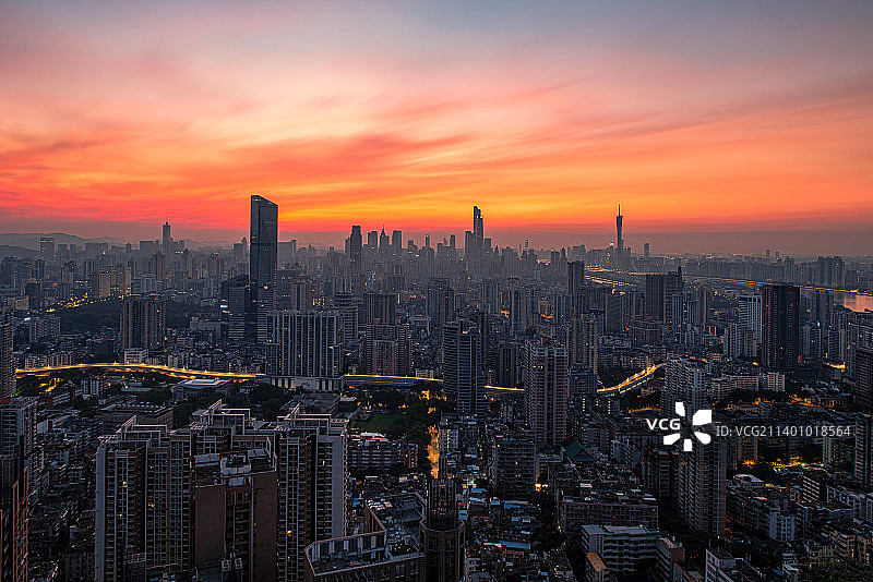广州天际线早霞……图片素材