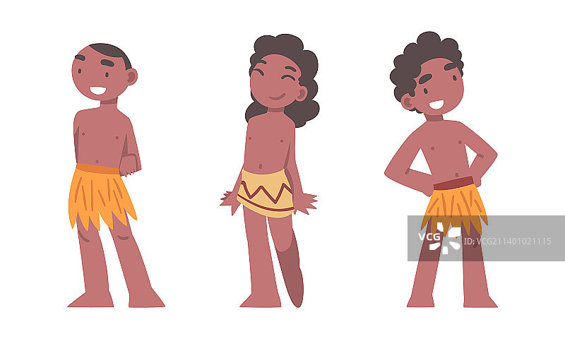 身着传统部落服饰的非洲小男孩和小女孩图片素材