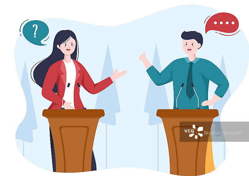 手绘卡通政治人物与选举元素图片素材