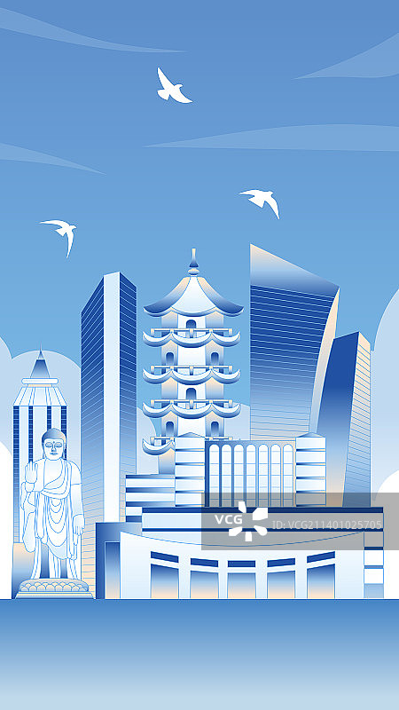 无锡城市旅游竖版插画图片素材