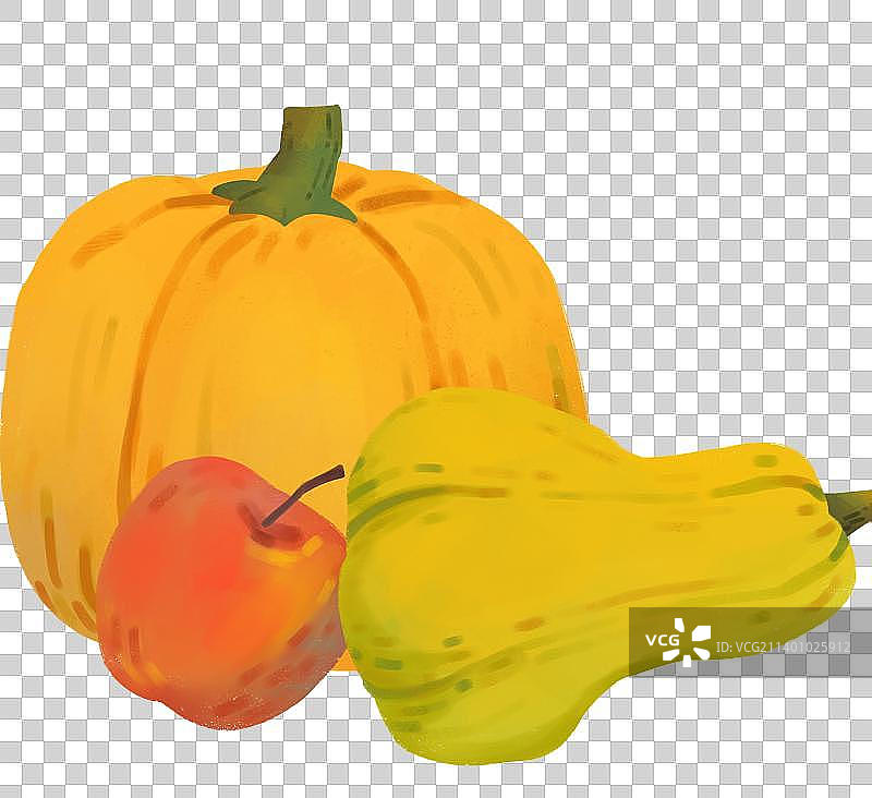 手绘卡通肌理南瓜和苹果图片素材