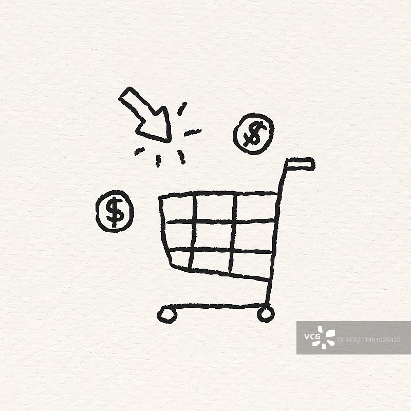 在线购物车涂鸦风格图片素材